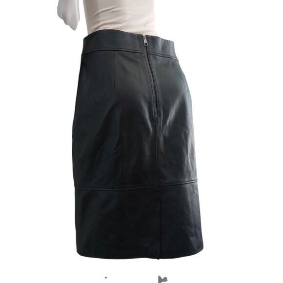 HUGO BOSS Leather Pencil Skirt 6 SELRITA Black Slim Fit Knee Length Classy Edgy - Picture 10 of 14